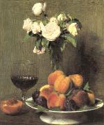Henri Fantin-Latour Still Life with Roses and Wine  6 oil on canvas